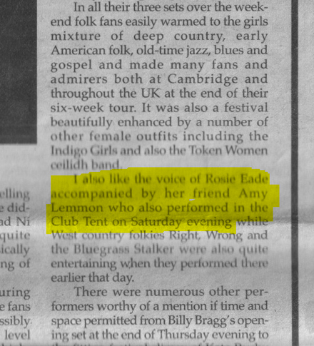 rosie & ABI in The Irish World, Aug '02, by Larry Cooney